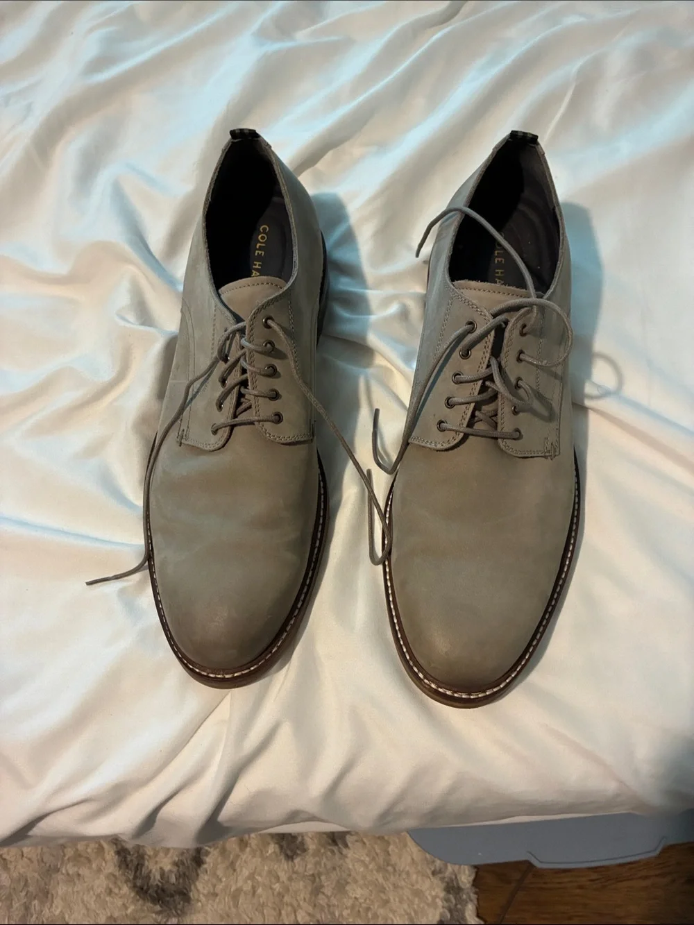Cole Haan Taupe Suede Derby Lace-Up Shoes